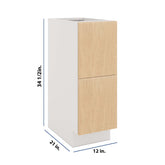 Modernform Cabinet Natural Oak 12" W X 34 1/2" H X 21" D Vanity Base with 2 Drawers