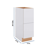 Modernform Cabinet Matte White 12" W X 34 1/2" H X 21" D Vanity Base with 2 Drawers
