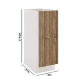 Modernform Cabinet Walnut 12" W X 34 1/2" H X 21" D Vanity Base with 2 Drawers