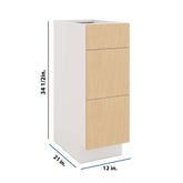 Modernform Cabinet Natural Oak 12" W X 34 1/2" H X 21" D Vanity Base with 3 Drawers