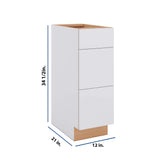 Modernform Cabinet Matte White 12" W X 34 1/2" H X 21" D Vanity Base with 3 Drawers
