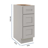 CNC Luxor 5-Piece Misty Grey 12" W Vanity Drawer Base Cabinet - Handicap Accessible