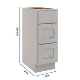 CNC Luxor Misty Grey 12" W Vanity Drawer Base Cabinet - Handicap Accessible