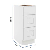 CNC Luxor White 12" W Vanity Drawer Base Cabinet - Handicap Accessible