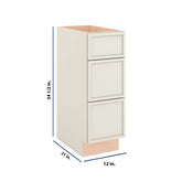 Modernform Cabinet Slim Dove White 12" W X 34 1/2" H X 21" D Vanity Base with 3 Drawers
