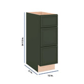Modernform Cabinet Slim Sage Green 12" W X 34 1/2" H X 21" D Vanity Base with 3 Drawers
