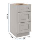 CNC Luxor 5-Piece Misty Grey 15" W Vanity Drawer Base Cabinet - Handicap Accessible