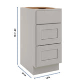 CNC Luxor Misty Grey 15" W Vanity Drawer Base Cabinet - Handicap Accessible