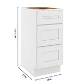CNC Luxor 5-Piece White 15" W Vanity Drawer Base Cabinet - Handicap Accessible