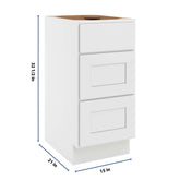 CNC Luxor White 15" W Vanity Drawer Base Cabinet - Handicap Accessible