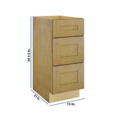 Modernform Cabinet Natural Shaker 15" W X 34 1/2" H X 21" D Vanity Base with 3 Drawers