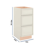 Modernform Cabinet Slim Dove White 15" W X 34 1/2" H X 21" D Vanity Base with 3 Drawers