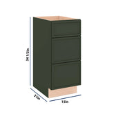 Modernform Cabinet Slim Sage Green 15" W X 34 1/2" H X 21" D Vanity Base with 3 Drawers