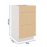 Modernform Cabinet Natural Oak 18" W X 34 1/2" H X 21" D Vanity Base with 3 Drawers