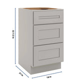 CNC Luxor 5-Piece Misty Grey 18" W Vanity Drawer Base Cabinet - Handicap Accessible
