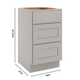 CNC Luxor Misty Grey 18" W Vanity Drawer Base Cabinet - Handicap Accessible