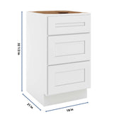 CNC Luxor 5-Piece White 18" W Vanity Drawer Base Cabinet - Handicap Accessible