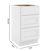 CNC Luxor White 18" W Vanity Drawer Base Cabinet - Handicap Accessible