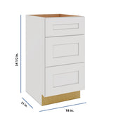 Modernform Cabinet White Shaker 18" W X 34 1/2" H X 21" D Vanity Base with 3 Drawers