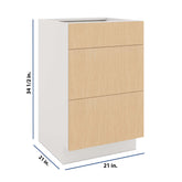 Modernform Cabinet Natural Oak 21" W X 34 1/2" H X 21" D Vanity Base with 3 Drawers