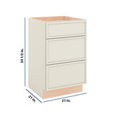 Modernform Cabinet Slim Dove White 21" W X 34 1/2" H X 21" D Vanity Base with 3 Drawers