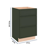 Modernform Cabinet Slim Sage Green 21" W X 34 1/2" H X 21" D Vanity Base with 3 Drawers