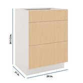 Modernform Cabinet Natural Oak 24" W X 34 1/2" H X 21" D Vanity Base with 3 Drawers
