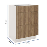 Modernform Cabinet Walnut 24" W X 34 1/2" H X 21" D Vanity Base with 3 Drawers