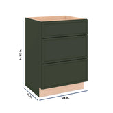 Modernform Cabinet Slim Sage Green 24" W X 34 1/2" H X 21" D Vanity Base with 3 Drawers