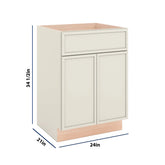 Modernform Cabinet Slim Dove White 24" W X 34 1/2" H X 21" D Sink Base 2 Doors/1 False Front