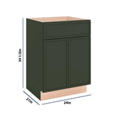 Modernform Cabinet Slim Sage Green 24" W X 34 1/2" H X 21" D Sink Base 2 Doors/1 False Front