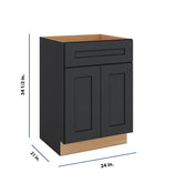 Modernform Cabinet Onyx Black Shaker 24" W X 34 1/2" H X 21" D Sink Base 2 Doors/1 False Front