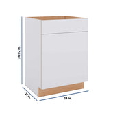 Modernform Cabinet Matte White 24" W X 34 1/2" H X 21" D Vanity Sink Base 1 Doors/1 False Front