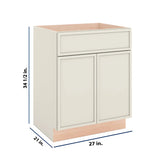 Modernform Cabinet Slim Dove White 27" W X 34 1/2" H X 21" D Sink Base 2 Doors/1 False Front
