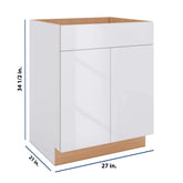 Modernform Cabinet Gloss White 27" W X 34 1/2" H X 21" D Vanity Sink Base 2 Doors/1 False Front