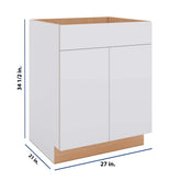 Modernform Cabinet Matte White 27" W X 34 1/2" H X 21" D Vanity Sink Base 2 Doors/1 False Front
