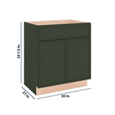Modernform Cabinet Slim Sage Green 30" W X 34 1/2" H X 21" D Sink Base 2 Doors/1 False Front