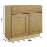 Modernform Cabinet Natural Shaker 36" W X 34 1/2" H X 21" D Sink Base 2 Doors/1 False Front