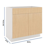 Modernform Cabinet Natural Oak 36" W X 34 1/2" H X 21" D Vanity Sink Base 2 Doors/1 False Front