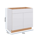 Modernform Cabinet Matte White 36" W X 34 1/2" H X 21" D Vanity Sink Base 2 Doors/1 False Front