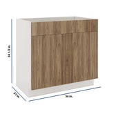 Modernform Cabinet Walnut 36" W X 34 1/2" H X 21" D Vanity Sink Base 2 Doors/1 False Front