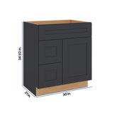 Modernform Cabinet Onyx Black Shaker 30" W X 34 1/2" H X 21" D Combo Cabinet w/2 Drawers