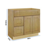 Modernform Cabinet Natural Shaker 36" W X 34 1/2" H X 21" D Combo Cabinet w/2 Drawers
