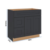 Modernform Cabinet Onyx Black Shaker 36" W X 34 1/2" H X 21" D Combo Cabinet w/2 Drawers