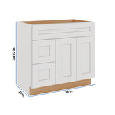 Modernform Cabinet White Shaker 36" W X 34 1/2" H X 21" D Combo Cabinet w/2 Drawers