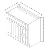 Fabuwood Allure Onyx Cobblestone  36"W Vanity Combo Single Sink w/ 1 Door And 2 Drawers