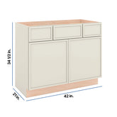 Modernform Cabinet Slim Dove White 42" W X 34 1/2" H X 21" D Combo Cabinet w/2 Side Drawers