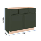 Modernform Cabinet Slim Sage Green 42" W X 34 1/2" H X 21" D Combo Cabinet w/2 Side Drawers