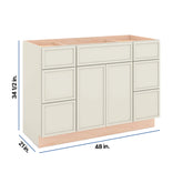 Modernform Cabinet Slim Dove White 48" W X 34 1/2" H X 21" D Combo Cabinet 2 Doors/6 Drawers/1 False Front