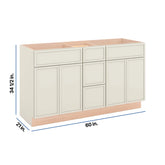 Modernform Cabinet Slim Dove White 60" W X 34 1/2" H X 21" D Combo Cabinet 4 Doors/3 Drawers/2 False Front
